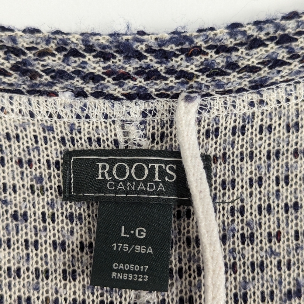 Women's Roots Textured Knit Sweater in Navy and White Size L - Picture 2 of 5